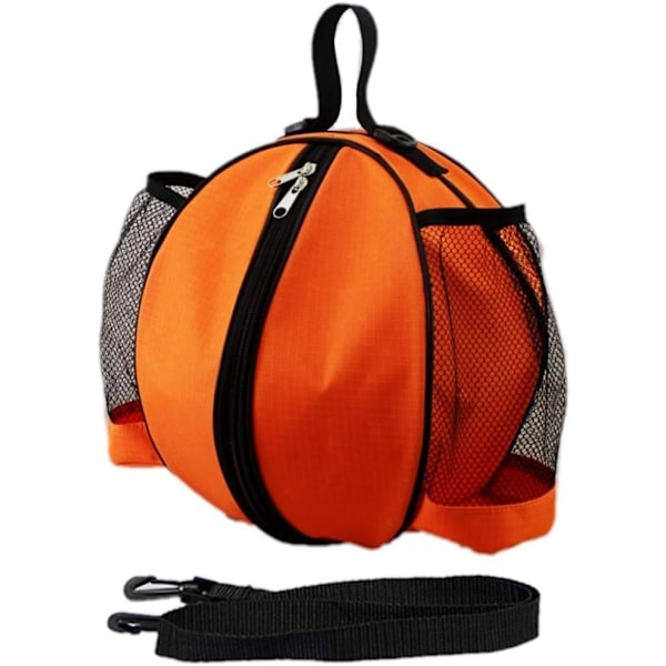 Basketball skulderbag i Oxford-stoff med sidelommer i mesh, sammenleggbar, bærbar sportsutstyrsbag, oransje