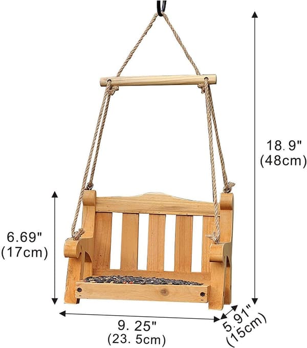 2 stk. Cedertræ Gynge Fuglefoderbræt Traditionel Regency Stil Massivt Træ Håndskåret Rustikt Metalnet Udendørs Fuglefoderbræt BJD Dukke Gynge