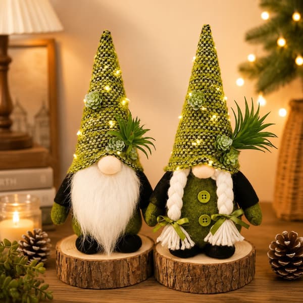 Ny stickad saftig ansiktslös docka figur jul tomte dvärg plyschleksak (Brown Beard)