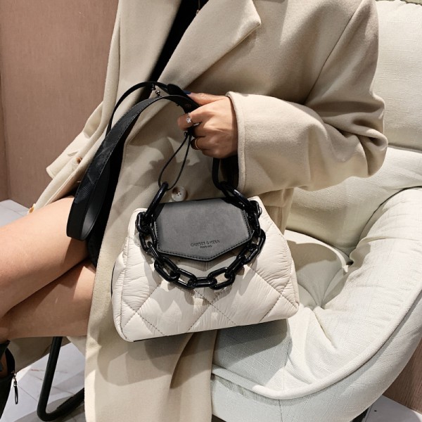 Tote taske 2022 Hit Vinter PU Læder Polstret Quiltet Dame Designer Håndtaske Luksus Mærke Kæde Skulder Crossbody tasker