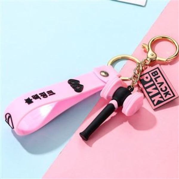 Sort Pink Blød Silikone Nøglering Frozen Fan Cheer Stick - Pink