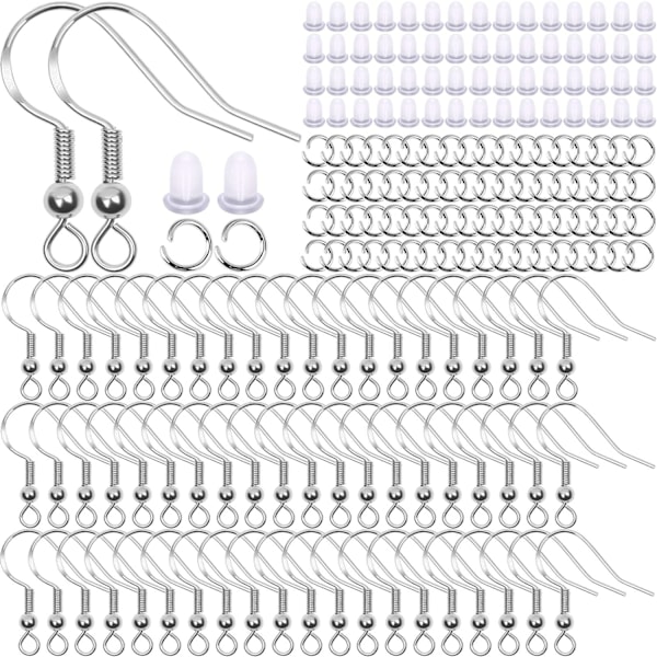 150 pcs Earring Hooks 925 Sterling Silver Ear Hooks Silver Plated