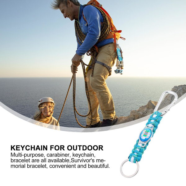 2st Paracord Nyckelring Flätad Nyckelring Outdoor Survival Tool (blå)