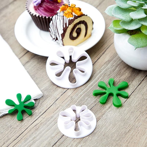 6 stykker maling kakeform splatter fondant form for kake Cupcake dekorasjon Polymer leire håndverksprosjekter