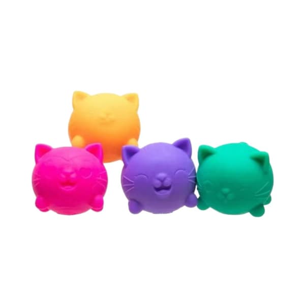 NeeDoh Cool Cat Blød & Klembar Legetøjssæt — Bløde Sensoriske Stresslindrende Fidgetlegetøj — Sød Kattegave — 4-pak