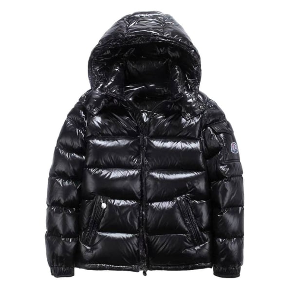 Herre Vinter Kort Skinnende Ståkrave Vandtæt Hætte Dunjakke Sort black XL