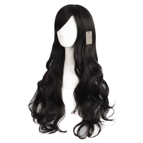 31"/80 cm sjarmerende parykk med langt krøllet hår for kvinner (svart)
