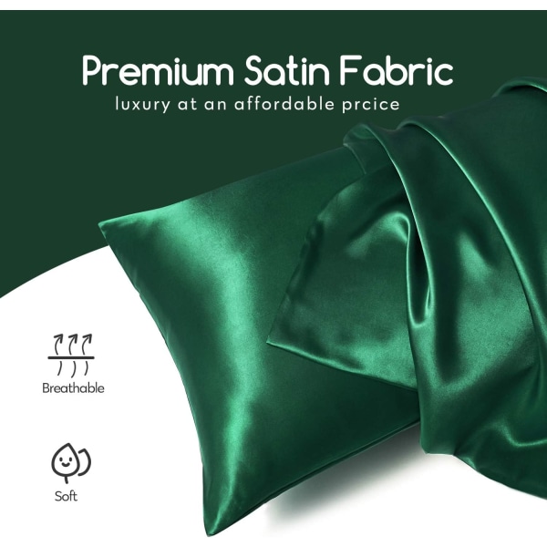 Silk Satin Pillowcase 2-pack (ilman täytettä) Tummanvihreä Dark Green 51X91cm