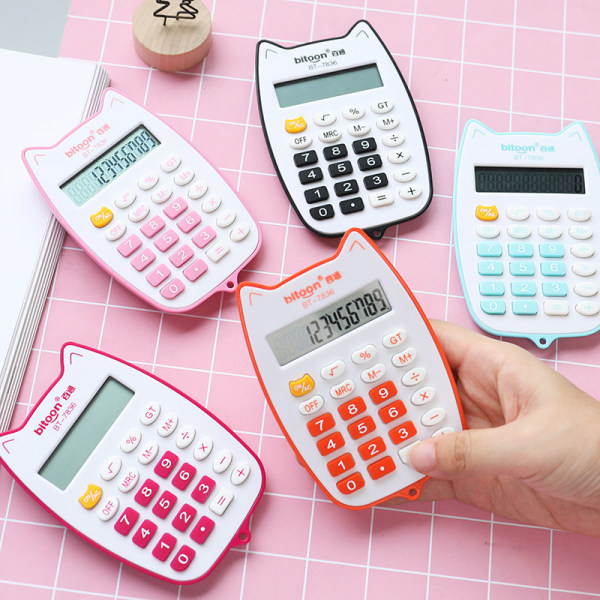Söpö kämmenlaskin opiskelijoille, power elektroninen laskin (vaaleanpunainen)