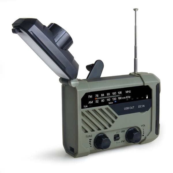 Bærbar håndsvingradio, solradio AM/FM nødhåndsvingdynamoradio med læselampe