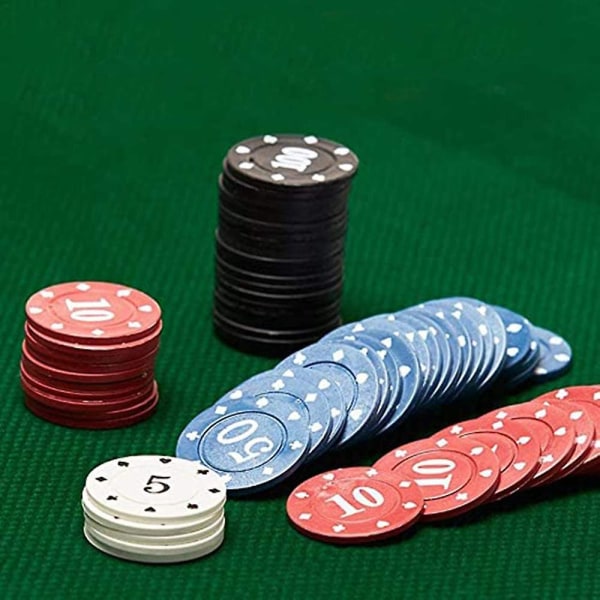 Spelmarker Bingomarker Chips Plastmarkörer Räkna spelmarker Akryl Pokerchip Plast Spelmarker Case Deluxe set 100 stycken