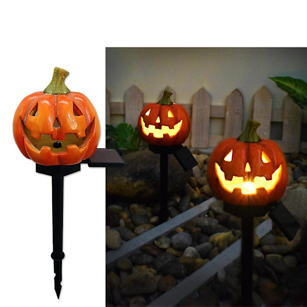 2 kpl Halloween-kurpitsan aurinkokäytävät valot Oranssit puutarhapanosvalot Halloween ulkokoristeet