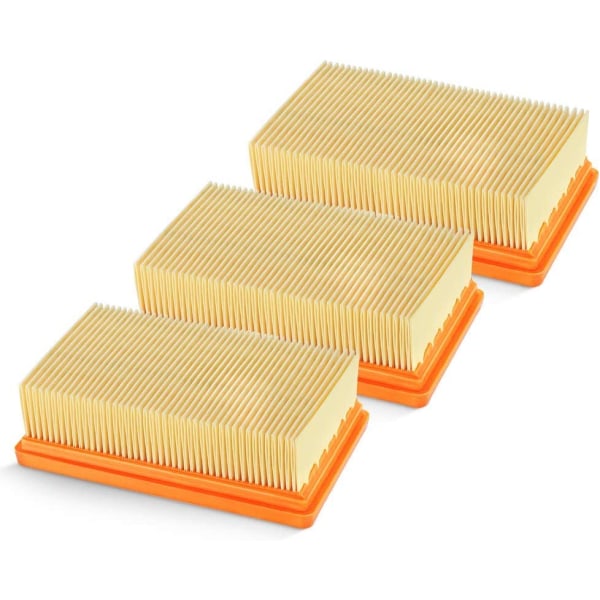 Isincer 3-pakning flate plisserte filtre for Karcher multifunksjonsstøvsuger MV4 MV5 MV6 WD4 WD5 WD6 våt-/tørrstøvsuger - erstatter 2.863-005.0