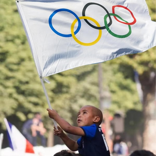 Olympisk flag, Paris 2024 olympiske flag, 150x90 cm olympiske lege flag dekoration, olympisk dekoration 2024, olympiske flag 2024