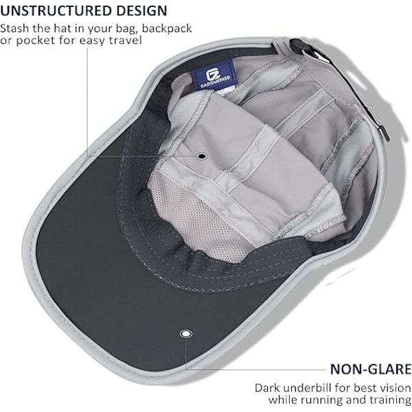 Reflekterende Sammenfoldelig Udendørs Hat Ustruktureret Design UPF 50+ Solbeskyttelse Sportshatte til Kvinder og Mænd Z-FD-RC-632 grey
