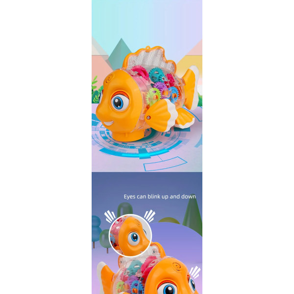 Sähkökäyttöinen Clownfish Rocking Fish Lelu lapsille - koulutus, valaistus, musiikki