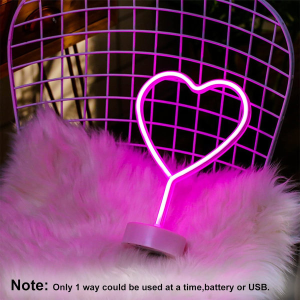 Rosa hjärtan LED neonskylt Nattljus Rumsdekoration Hjärtan med stativ Matbord Neon sovrum mors dag present