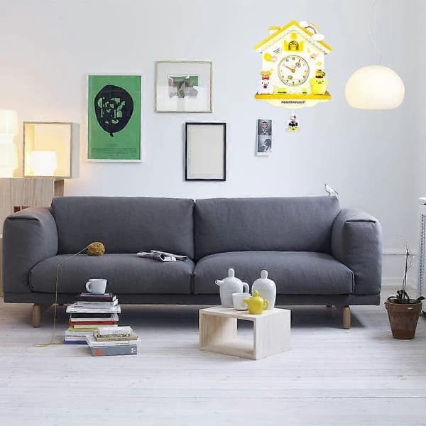 Melody Väggklocka 30 cm Tecknad Gungande Barn Flickor Vägg Quartz Klocka Heminredning Sovrum Tecknad Väggklocka Orange