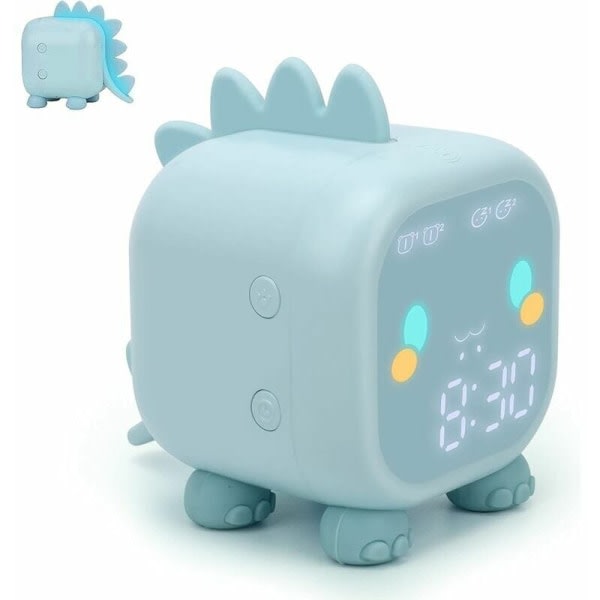 Lasten herätyskello, digitaalinen herätyskello lastenhuoneeseen, kirkas herätyskello USB herätyskellolla (sininen)
