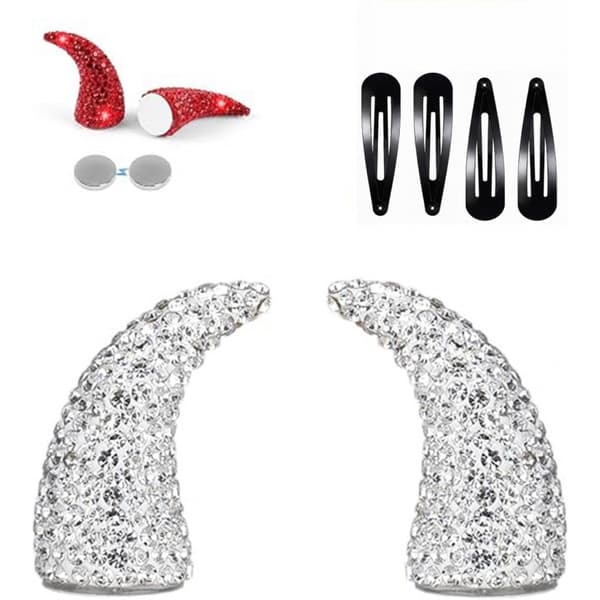 Glitterende magnetiske djevelhorn, bærbart tilbehør til Halloween-kostymefestdekor bright red
