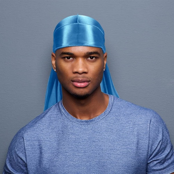 6 stk Silkeslen Men Durag, Pak Durags Do Rags med Lang Hale og Brede Stropper til Mænd Kvinder, 6 Farver