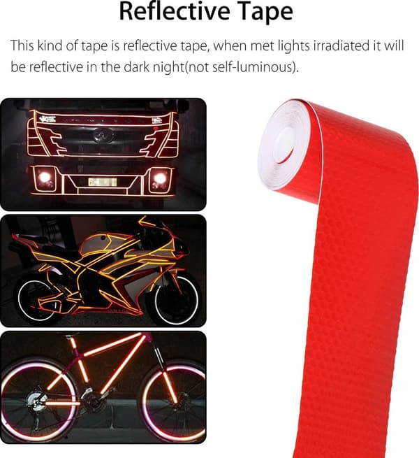 Reflekterende Tape Klasse 1 Selvklebende 2 Ruller Hvit Rød 5cm Bredde 300cm Lengde Per Rull