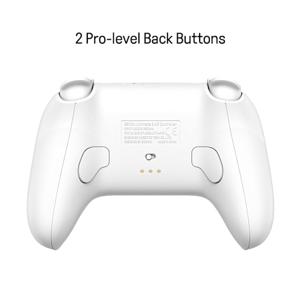 Ultimate 2.4g Trådløs Controller, Joystick Opdatering, Pro Gamepad med Bagknapper & Turbo Funktion til PC, Android, Steam Deck & Apple (Hvid) White