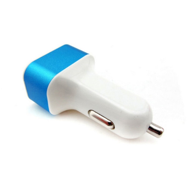 Multifunktions USB bilmobiloplader med kabel (blå)