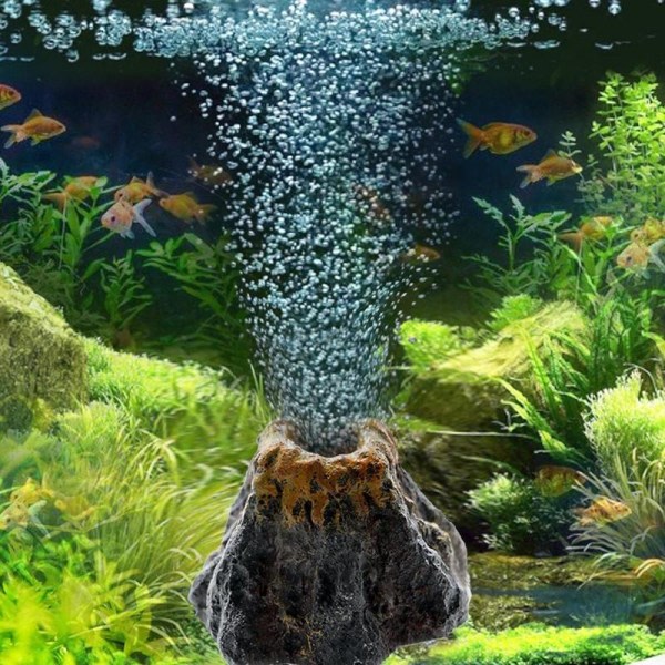 Aquarium Volcano Form Oxygen Pump Fish Tank Air Bubble Ston Orn