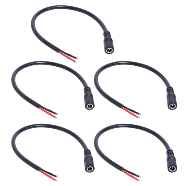 5 kpl DC5521 Virtapigtail-kaapeli uros/naaras-liitin 5,5x2,1 mm adapter baarijohto pöytälamppuihin, reitittimeen, LED-valonauhaan