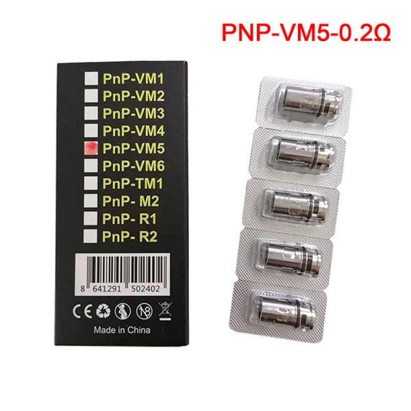 5 stk/kartong Voopoo PNP Coil VM1/VM3/VM5/R1/M2Atomization Bytt ut PNP-VM5-0.2Ω