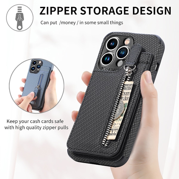 Læder kortholder magnetisk pung telefoncover iPhone 14 /14 Pro/14 Pro Max, iPhone 13 /13 Pro/13 Pro Max, iPhone, 12 /12 Pro/12Pro Max Sort