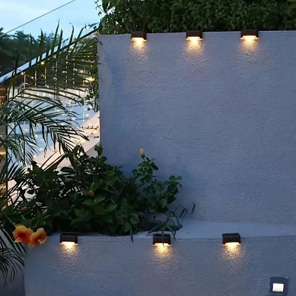 10 stk. solcelle utendørs hagebelysning, hjemmehageoppsett trappe terrassebelysning