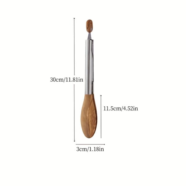 Matklype i rustfritt stål med valnøtthåndtak, 30 cm for grilling og buffet 2PCS B