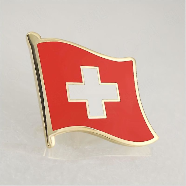 Emali käsityö Sveitsin lipun merkit – metalliset merkit, 1 kpl