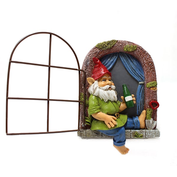 Trädgårdsälva Staty Figur Träd Skulptur Ornament för Patio Dekoration