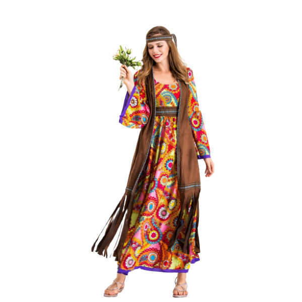 Hippie-dräktset för kvinnor, Hippie-dräkt för vuxna 2XL