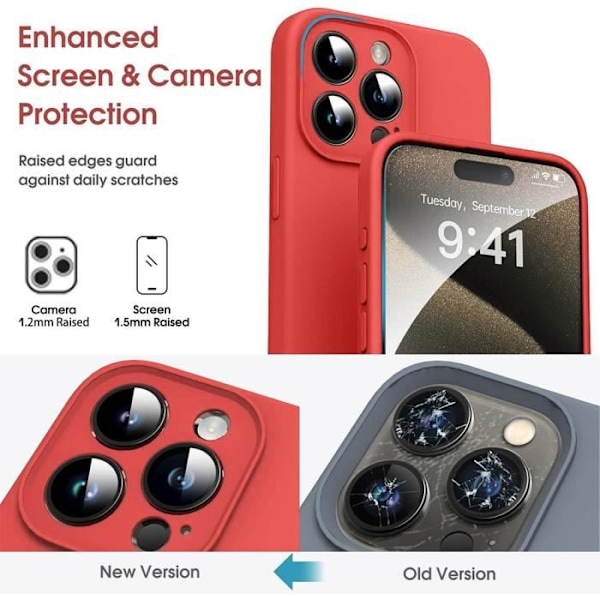 Fodral för iPhone 16 Pro Max - Ultratunt Silikon Skydd Röd + 2 Härdat Glas