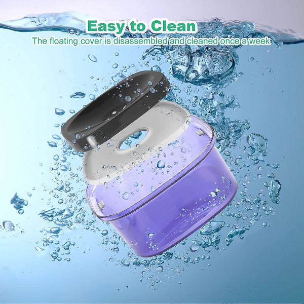 Stor kapacitet spillsäker hundvattenskål, chokefri utan spillvattenskål med långsam vattenmatare, 2L Purple