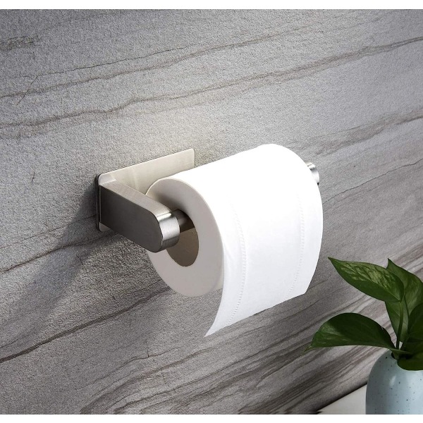 Selvklæbende toiletpapirholder - Badeværelses toiletpapirholder stander ingen boring Rustfrit stål børstet