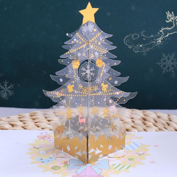 3D pop up -joulukortille kirjekuorella Käsintehty postikortti Xmas Tree