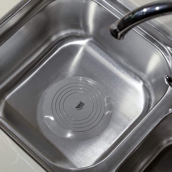 Badepropper Silikone håndvaskprop Køkkenvaskprop 15,3 cm diameter til køkkener, badeværelser og vasketøj Universal afløbsprop (1 stk, Grå)