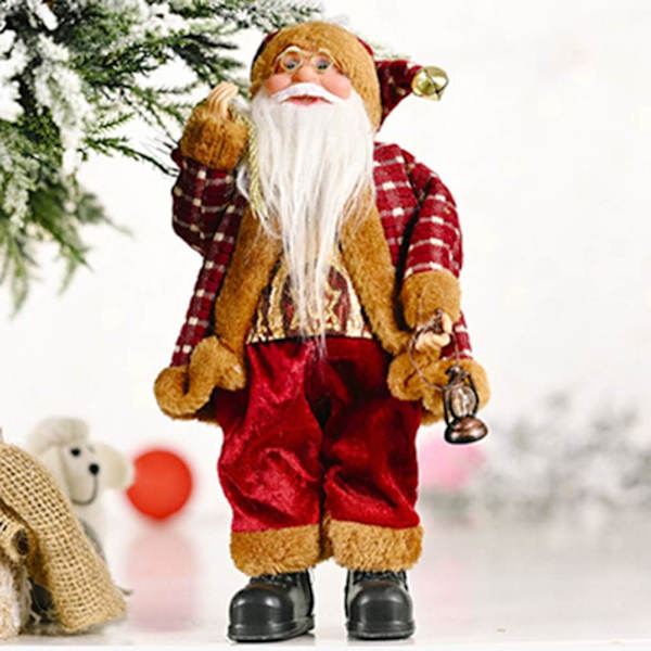 Jultomte dockor stående jultomte figur jul figur figur dekor för semesterfest heminredning (Skeppas från USA)