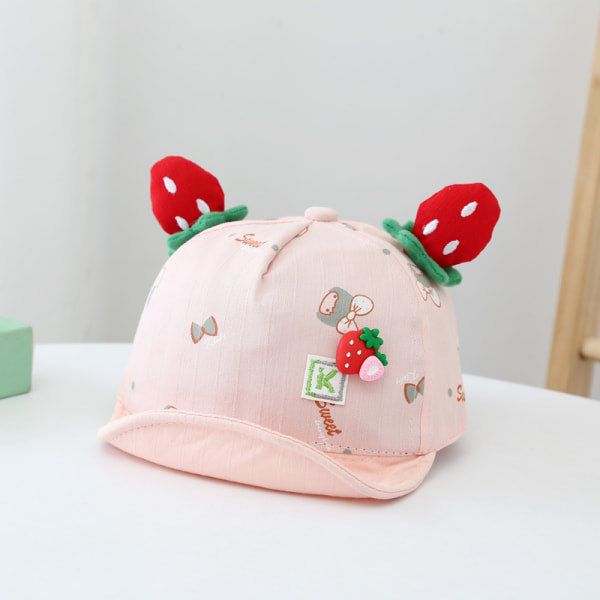 Nya söta hattar för barn, hattar med jordgubbsmanschetttryck för små flickor