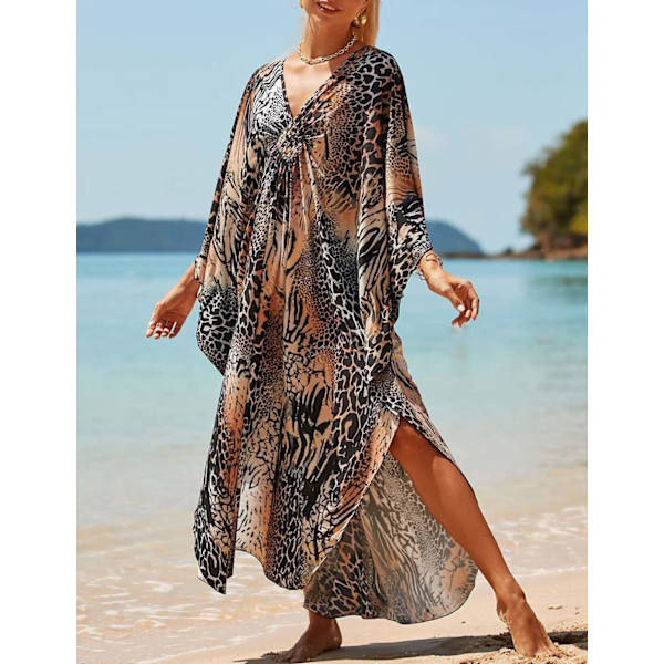 Kjoler Cover Up til Badetøj Kvinder Plus Size Dyreprint Resort Kjole