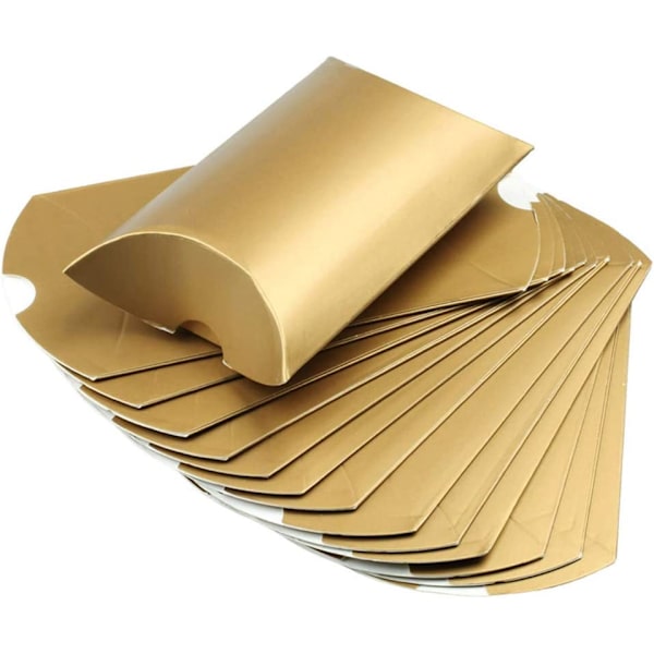 100 st kreativa bröllopskuddförpackningar, godispresentask, lämplig för bröllop, födelsedag och jul (guld)