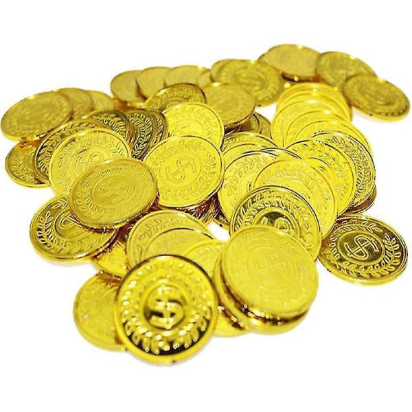 Pirat-guldmønter Sæt med 100 Play Gold Treasure-mønter til leg Favor Party Supplies Pirate Party - Jnlgv