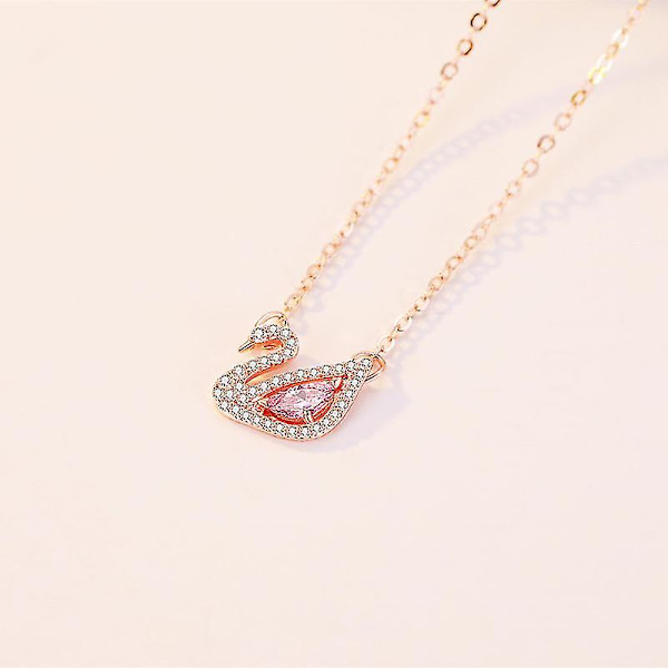 Drama True Beauty Pink Swan Diamond Halsband
