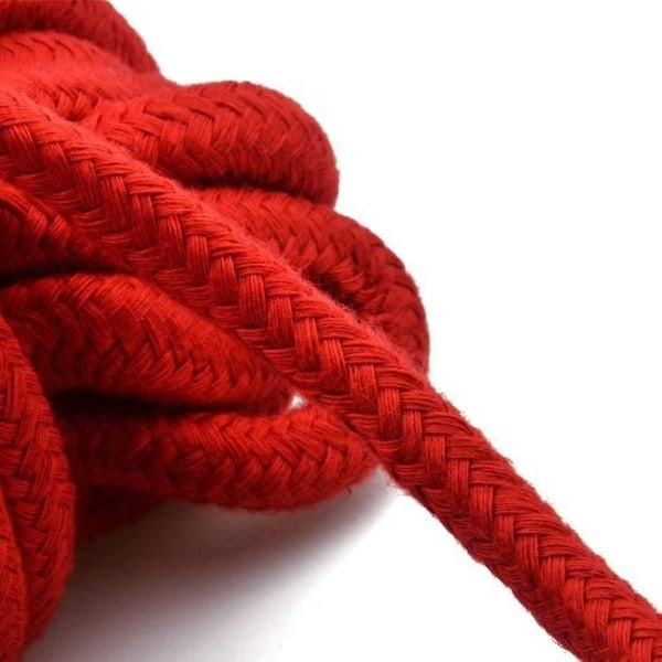 Mjuk bomullsrep 10m lång 8mm tjock mångsidig hållbar lång rep. Bind rep Spets rep (2 pack, svart + röd) - Perfekt