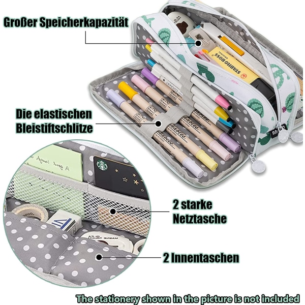 Pennfodral för tonåringar, pennfodral med 3 fack, stor kapacitet, pennfodral för skola och kontor